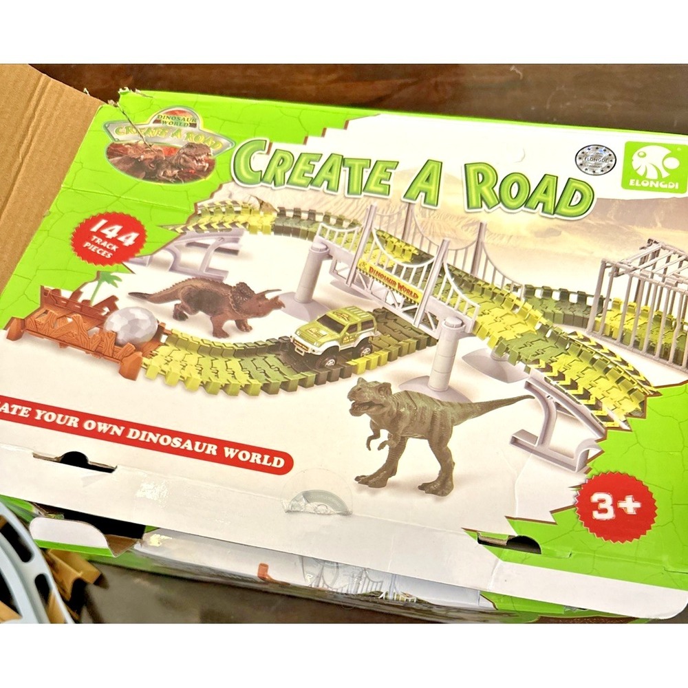 Create Dinosaur World Road Race Tracks,Flexible Track Playset: No Dinosaurs